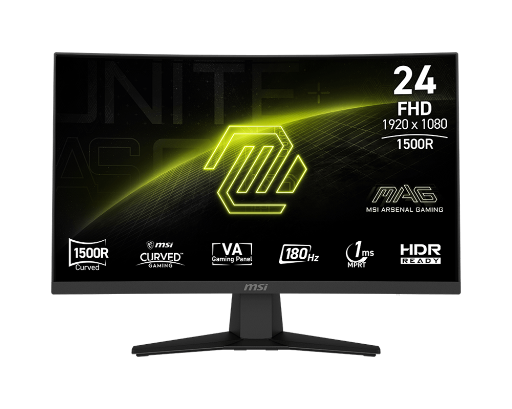 MSI MAG 244C 23.6" Curved Gaming Monitor – FHD Rapid VA, 180Hz, 1ms, FreeSync, 1500R, HDR Ready