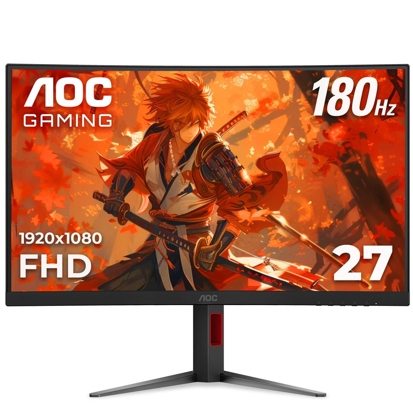 AOC C27G4H 27" Curved Gaming Monitor – FHD Fast VA, 180Hz, 0.5ms, Adaptive Sync, 1500R, HDR10