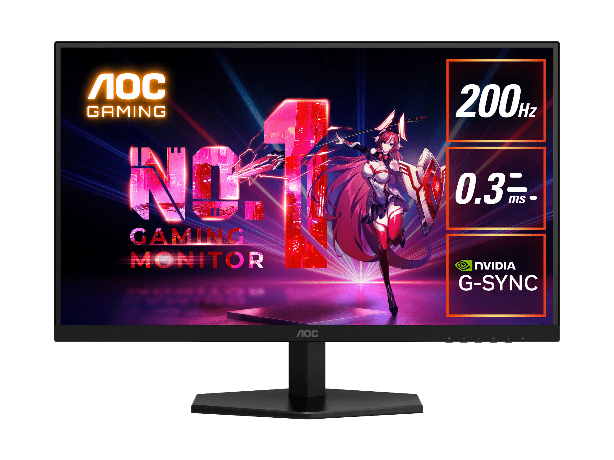 AOC 27G42E 27" Gaming Monitor – FHD Fast IPS, 180Hz/200Hz, 0.5ms, G-Sync Compatible, HDR10