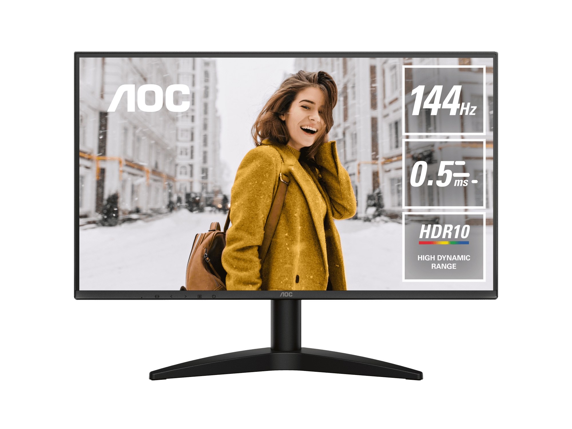 AOC 24B36X 23.8" Hybrid Gaming Monitor – FHD IPS, 144Hz, 0.5ms, Adaptive Sync, HDR10, Black