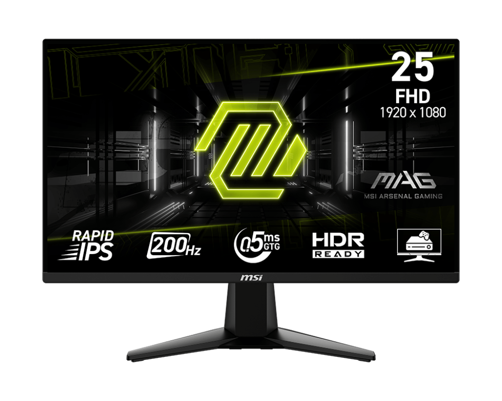 MSI MAG 255F E20 24.5" Gaming Monitor – FHD Rapid IPS, 200Hz, 0.5ms , FreeSync Premium, HDR Ready