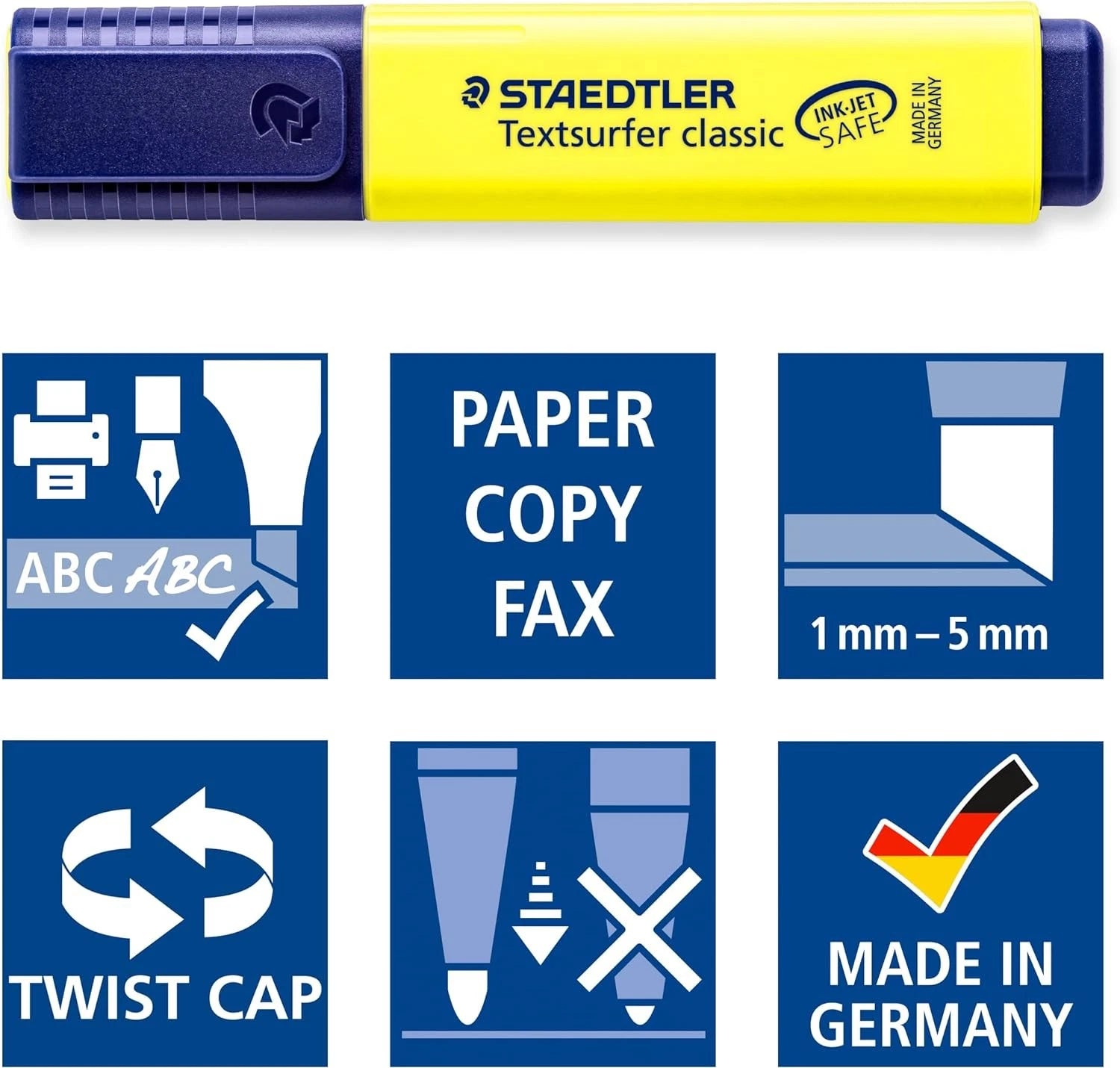 STAEDTLER 364 WP4 Textsurfer Classic Highlighter - Assorted Colours (Pack of 4)