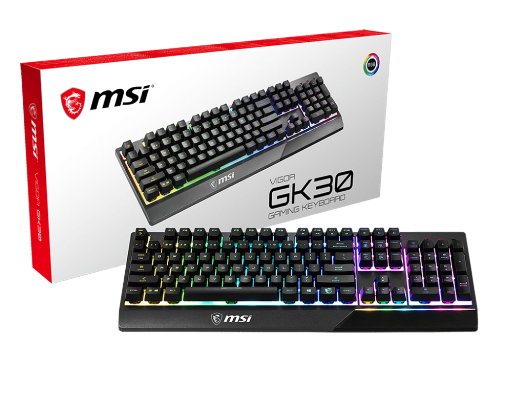 MSI Vigor GK30 – RGB Gaming Keyboard, Mechanical-like Membrane, Water-Resistant, Black